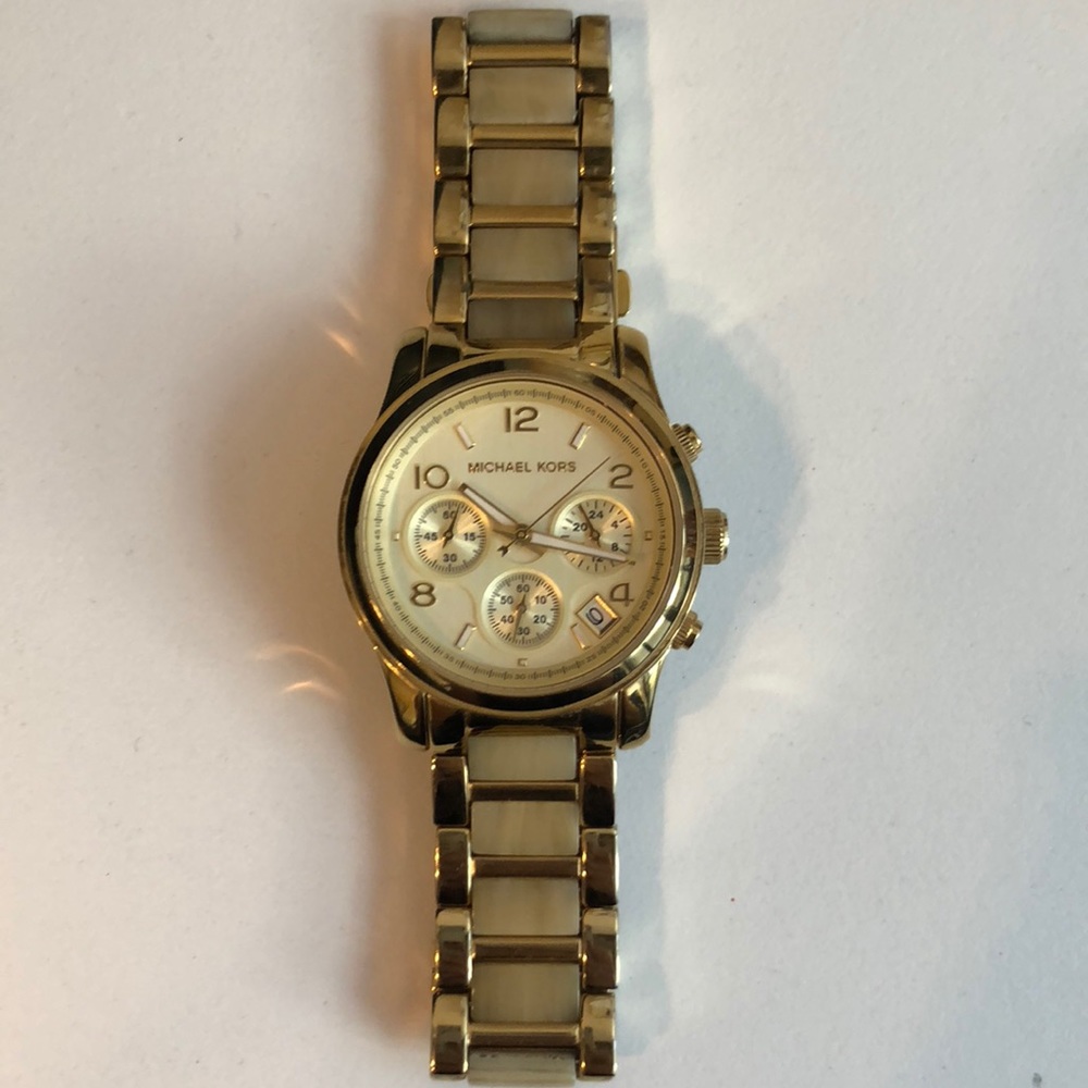 Michael Kors Gold & Ivory Chronograph Watch
